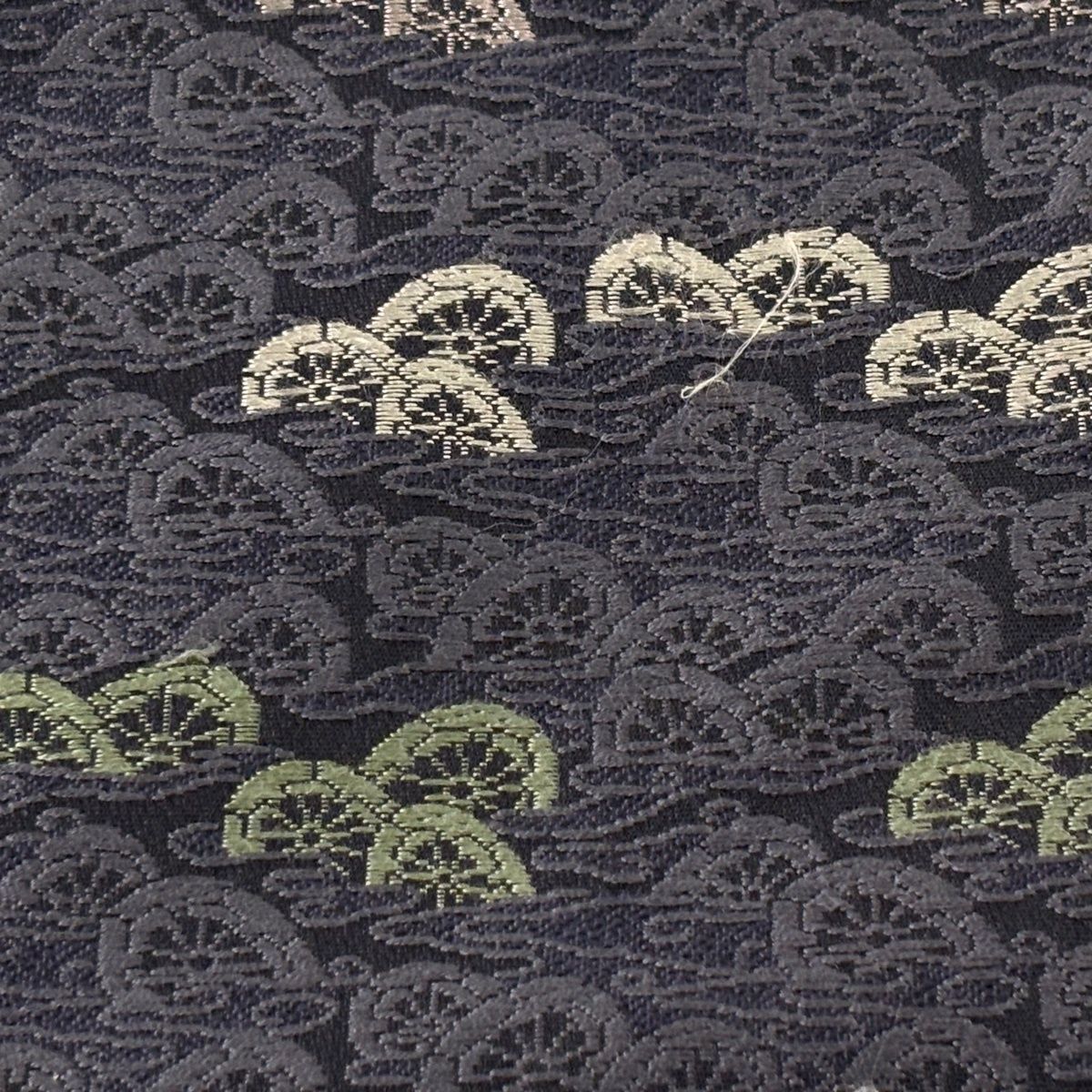  名古屋帯 片輪車 流水 刺繍 紺色 正絹 名古屋帯 帯