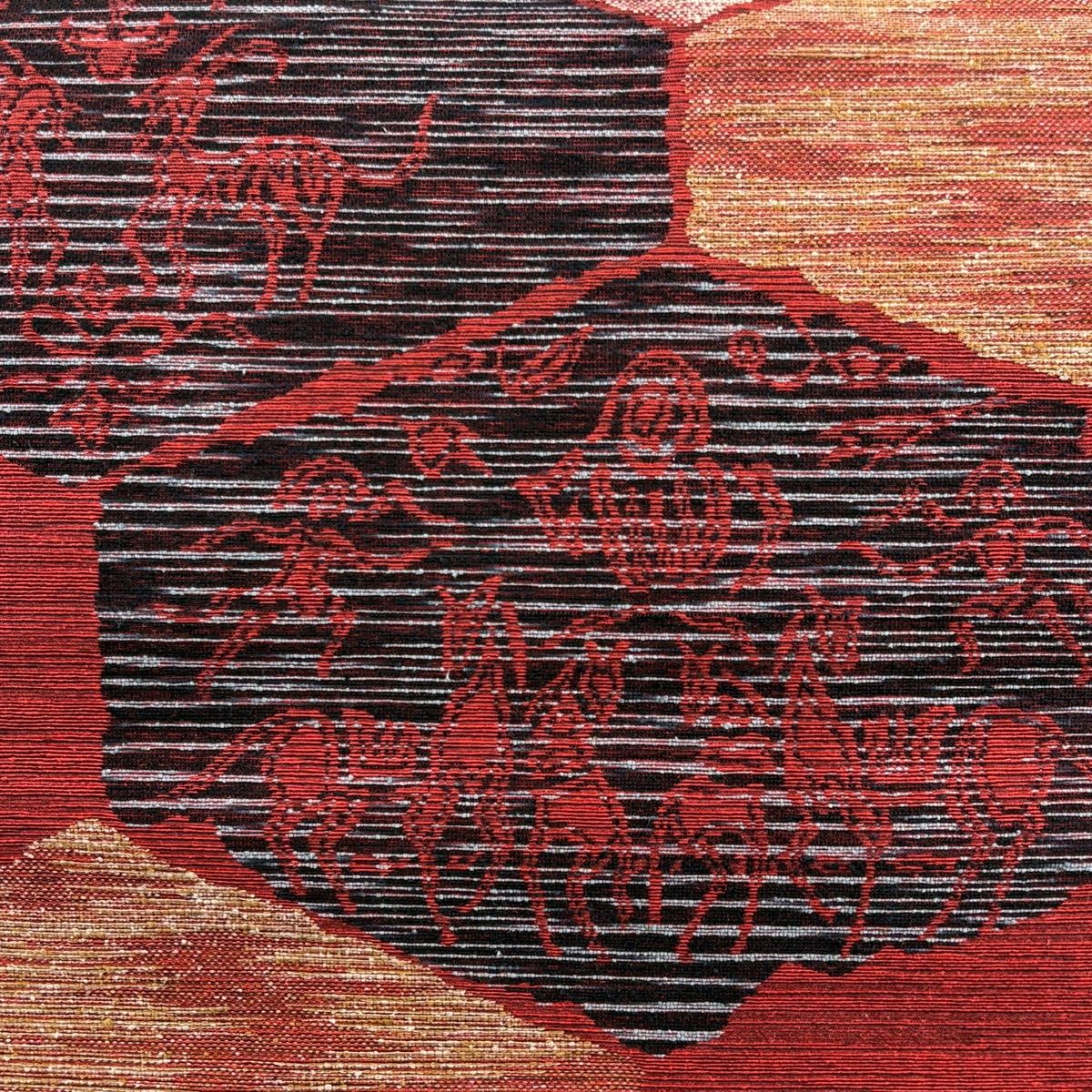 美品】 名古屋帯 優品 八寸名古屋帯 松葉仕立て 関西仕立て 動物 幾何