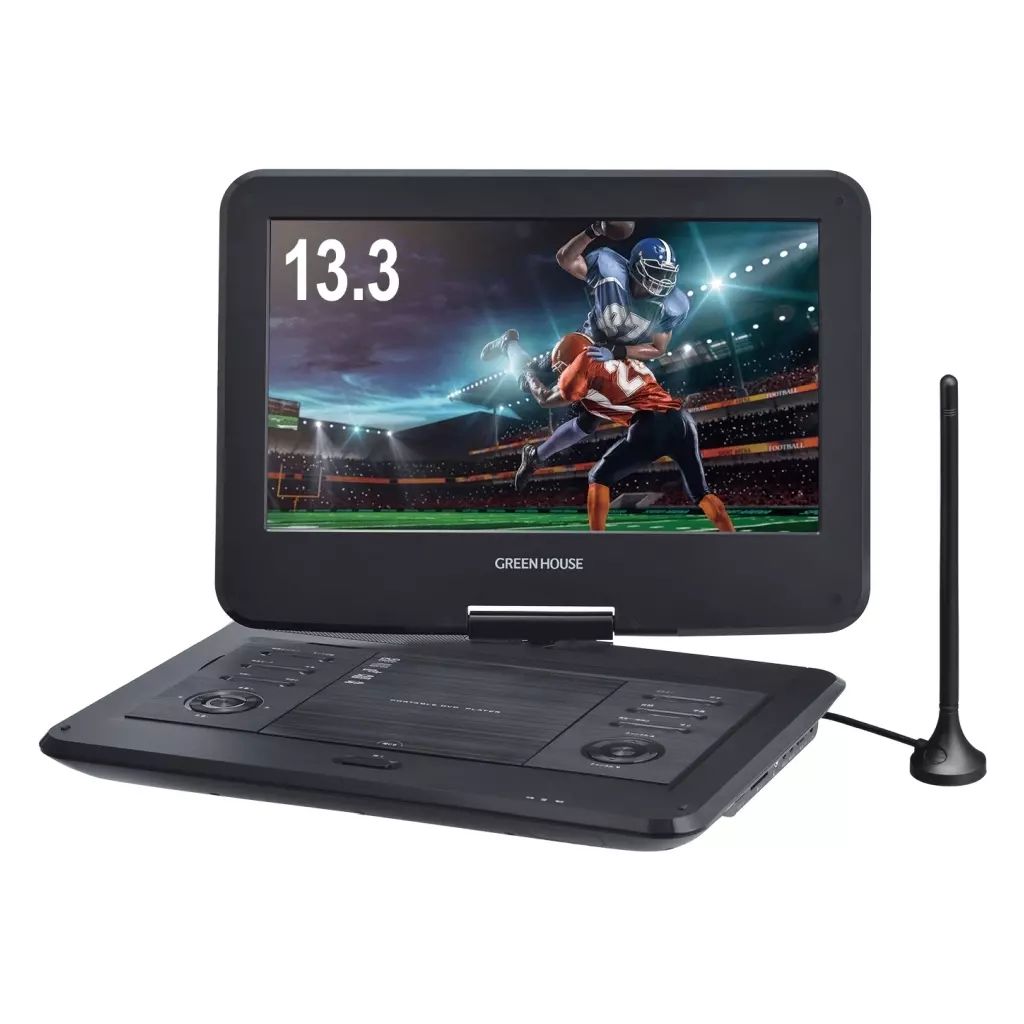 DVDプレイヤー グリーンハウス ポータブルDVDプレーヤー 13 3型 フルセグTV内蔵 ブラック GH PDV AT BK