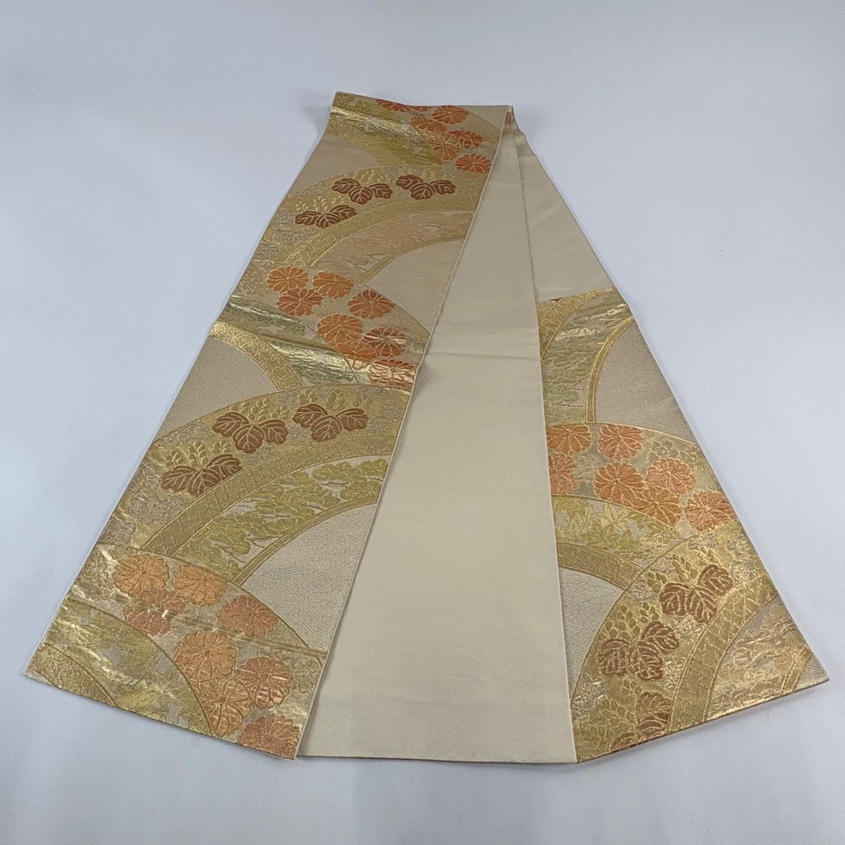 美品】 袋帯 秀品 川島織物 落款 桐 松 金糸 箔 金色 六通 正絹 【中古