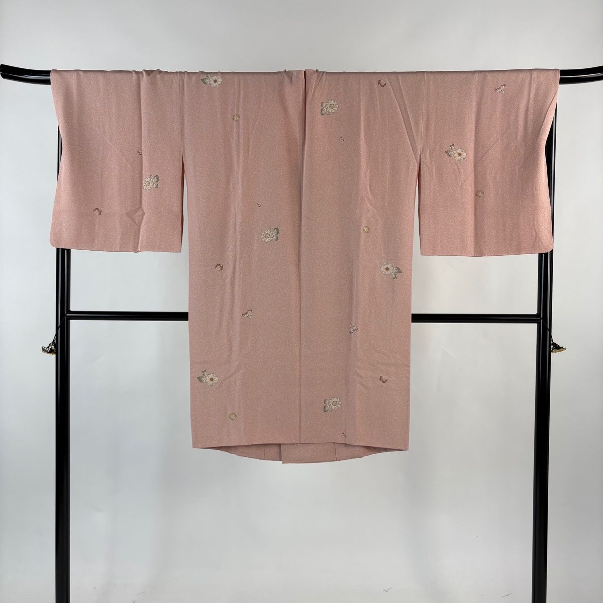 道行 身丈102 cm 裄丈70 L 和装コート 角衿 ますいわ屋 辻が花柄 梅 ピンク 正絹 秀品