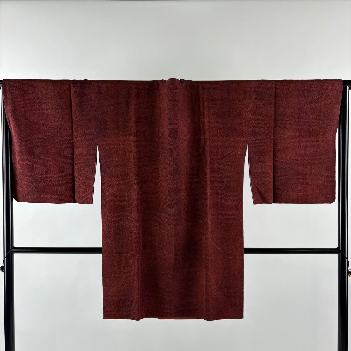 道行 身丈93 cm 裄丈68 L 和装コート 角衿 よろけ縞 赤茶 正絹 秀品