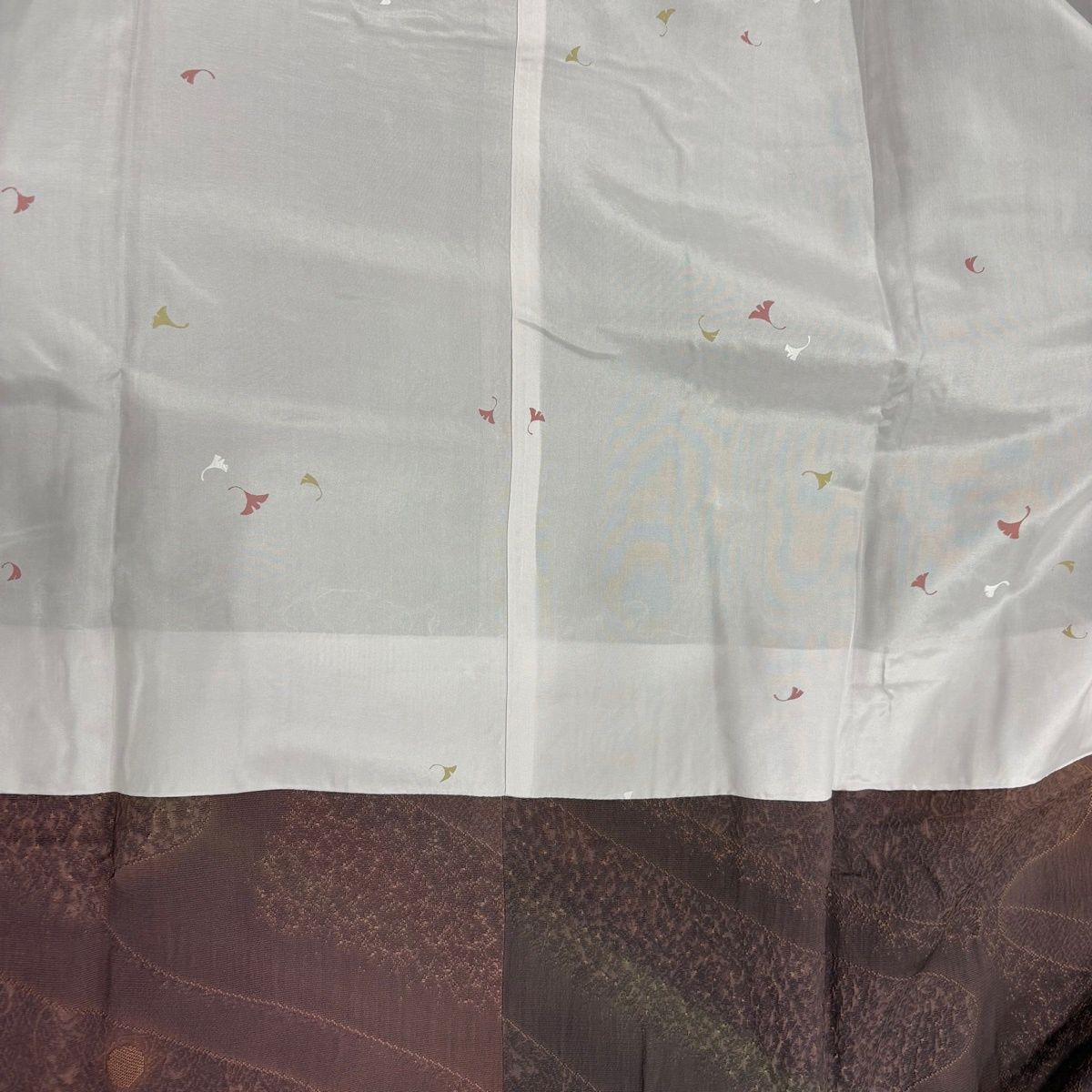  道行 身丈94 cm 裄丈67.5 L 和装コート 角衿 流水 草花 灰紫 正絹 秀品 羽織 着物 浴衣