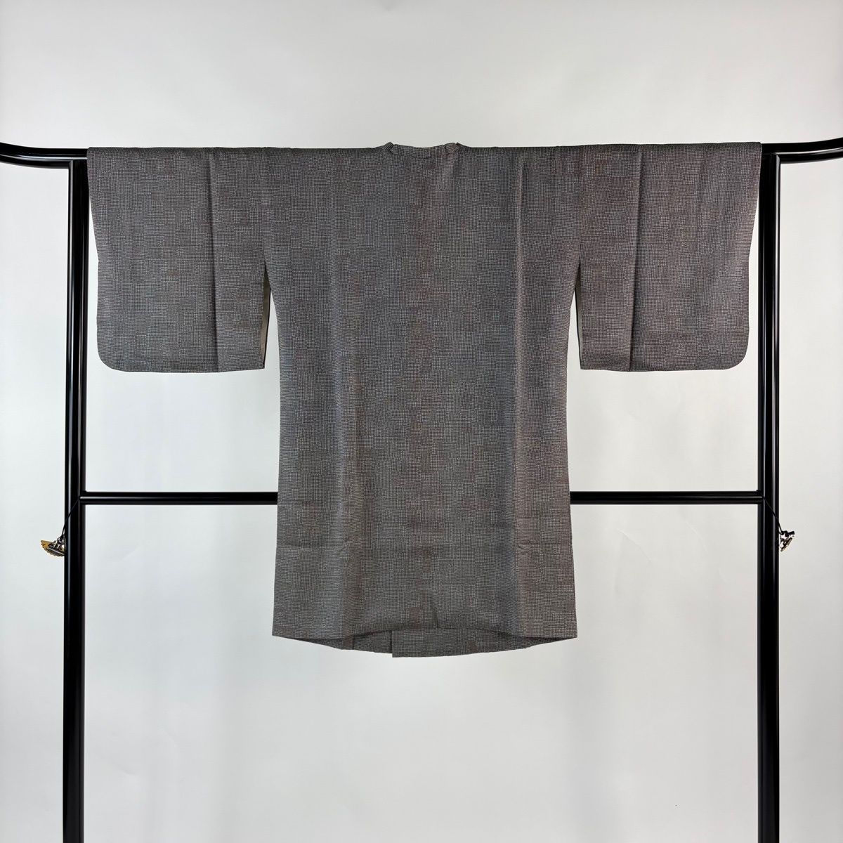道行 身丈91 5 cm 裄丈64 M 和装コート 角衿 幾何学模様 灰緑 正絹 秀品