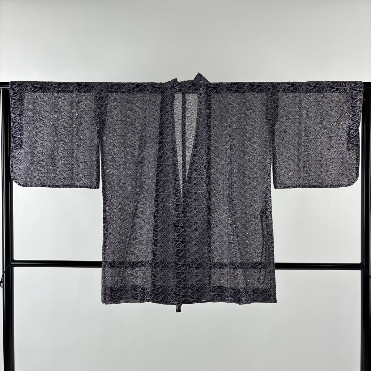 道中着 身丈80 cm 裄丈62.5 S 幾何学 紫 化繊 秀品