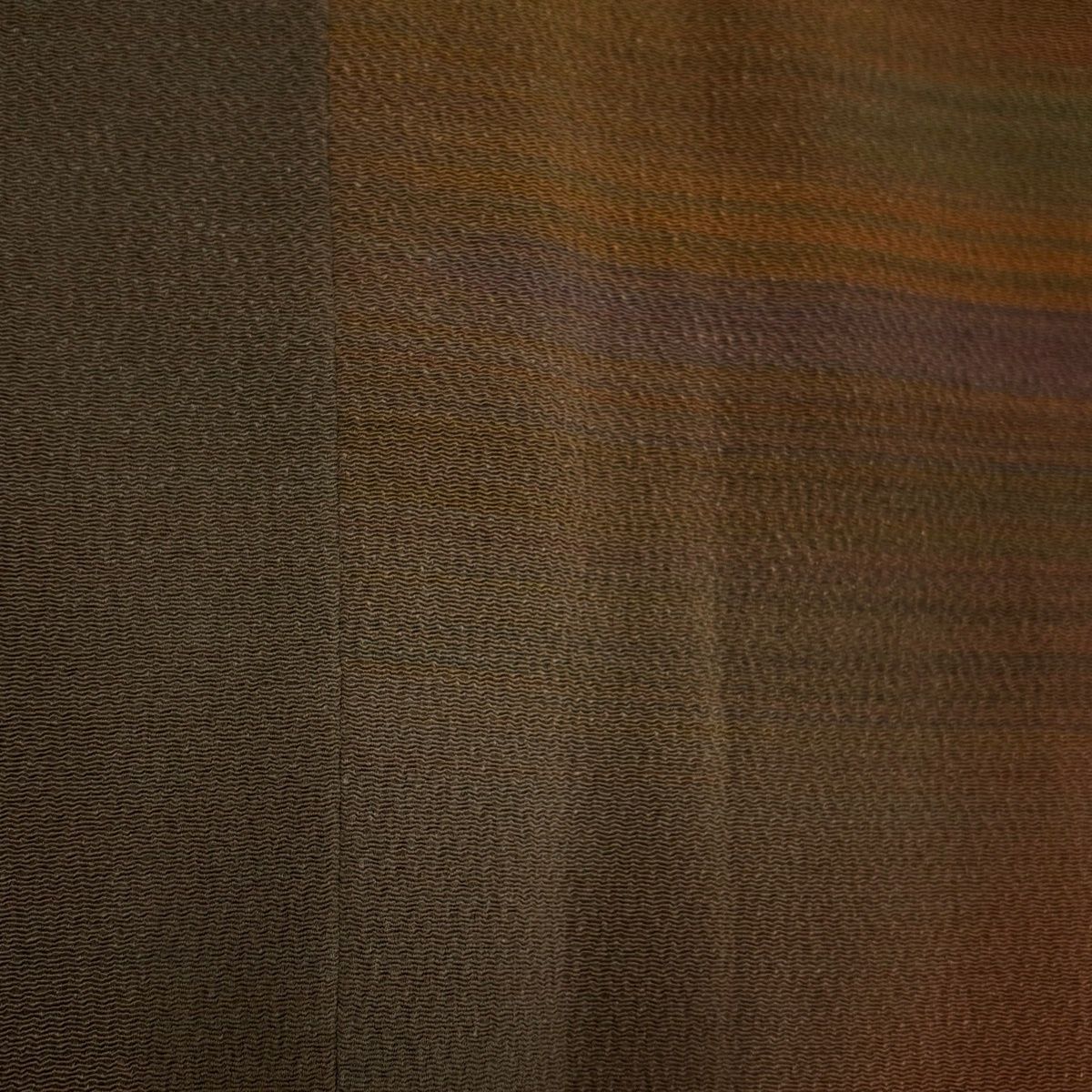  道行 身丈94 cm 裄丈66 5 M 和装コート 角衿 落款 縞 ぼかし 縮緬 茶色 正絹 秀品 羽織 着物 浴衣