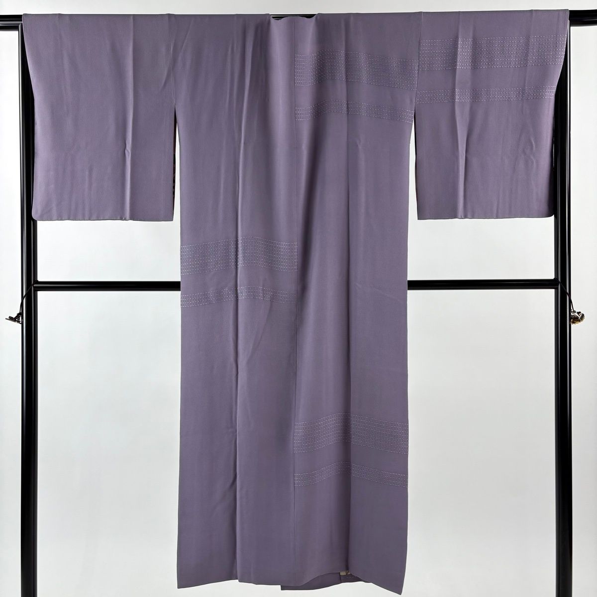 道行 身丈137.5 cm 裄丈70.5 L 和装コート 格子 刺繍 薄紫 正絹 秀品