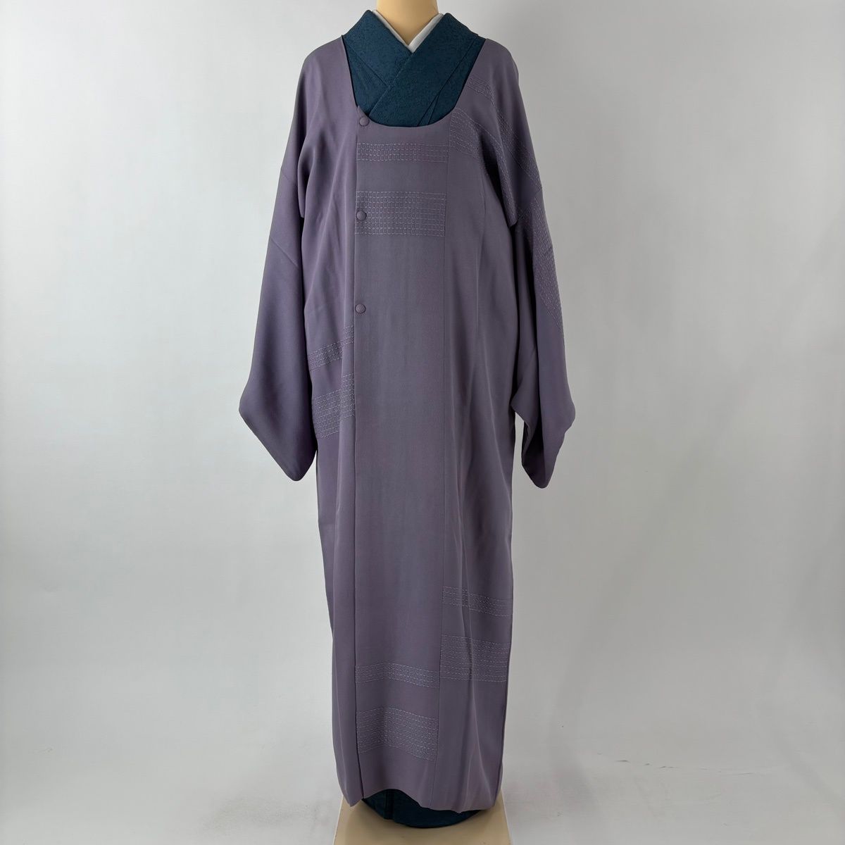 道行 身丈137.5 cm 裄丈70.5 L 和装コート 格子 刺繍 薄紫 正絹 秀品