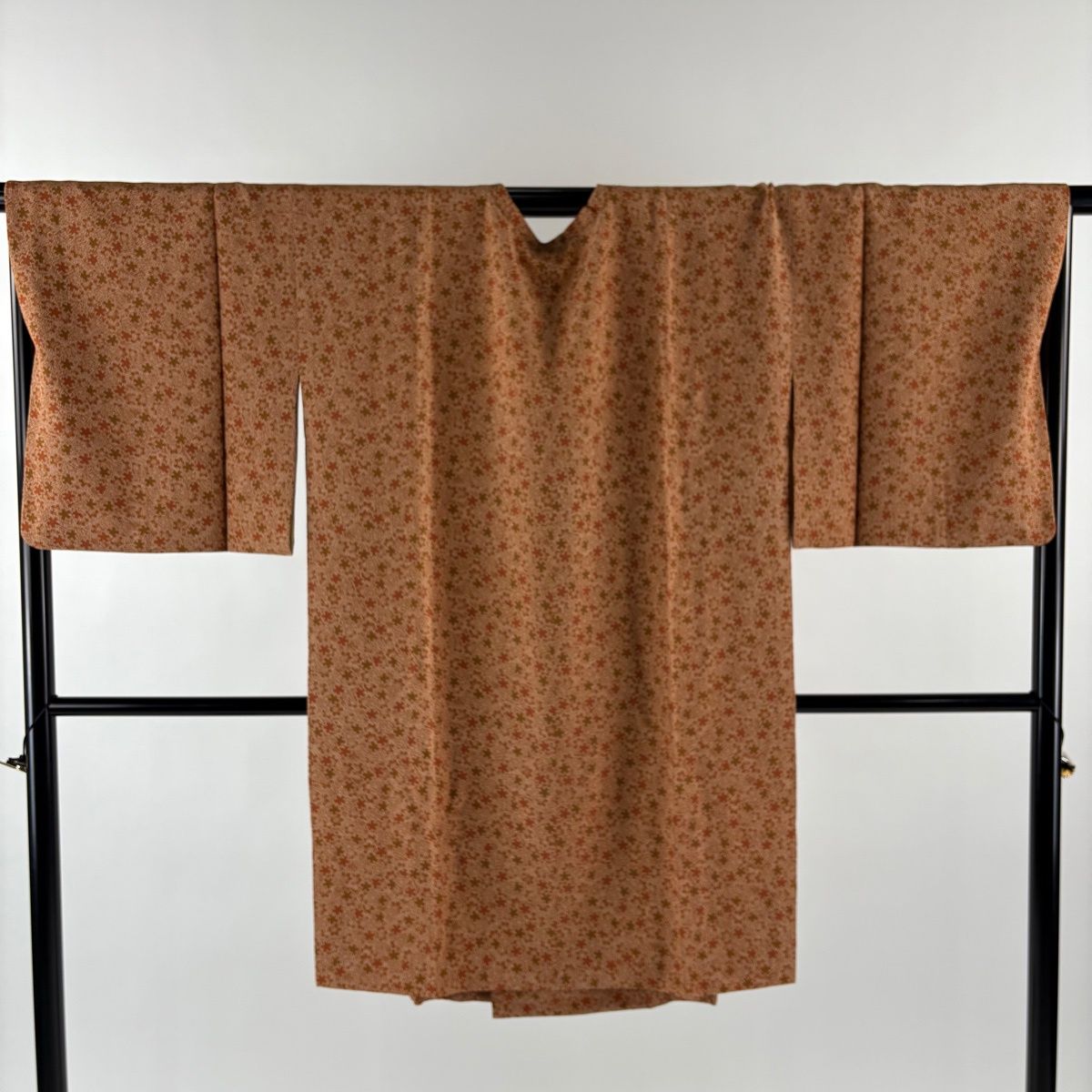 道行 身丈102 cm 裄丈70.5 L 和装コート 角衿 桜 茶色 正絹 秀品