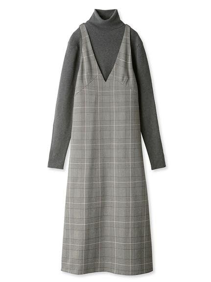 ミラオーウェン タートルニットコクーンキャミワンピSET UP レディース