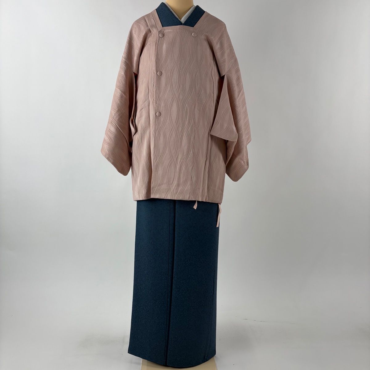 道行 身丈79 cm 裄丈62 S 和装コート 角衿 地紋 薄ピンク 正絹 秀品