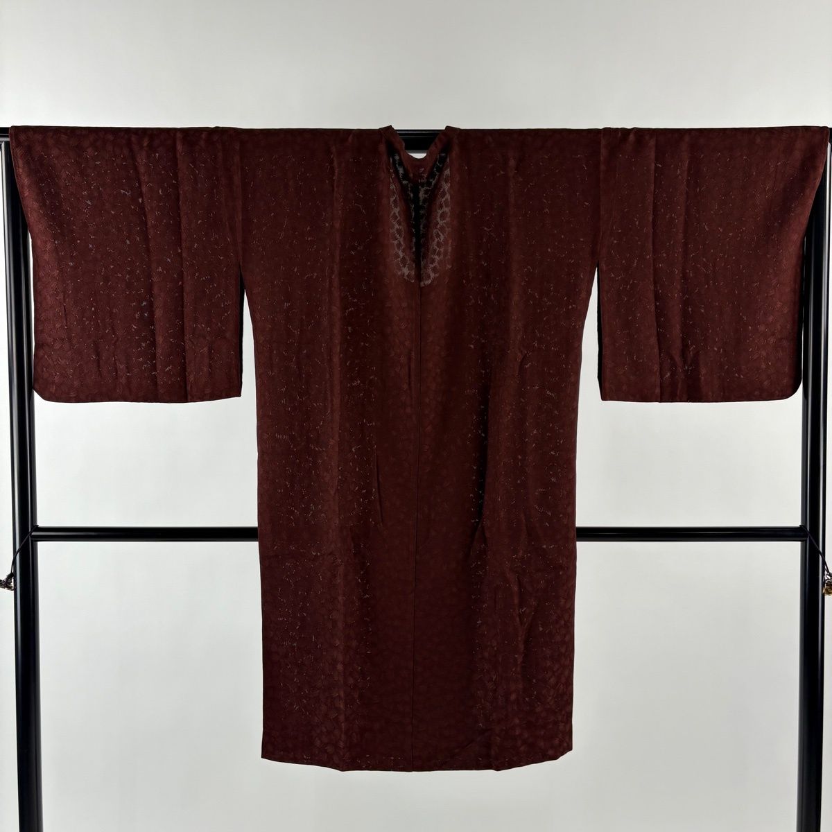 道行 身丈103 cm 裄丈69 5 L 和装コート 地紋 茶色 正絹 秀品