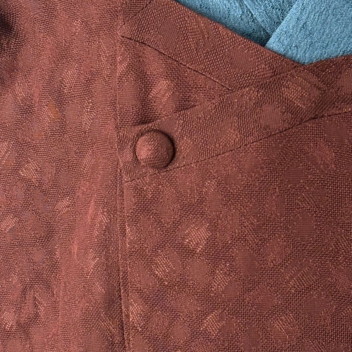  道行 身丈103 cm 裄丈69.5 L 和装コート 地紋 茶色 正絹 秀品 羽織 着物 浴衣