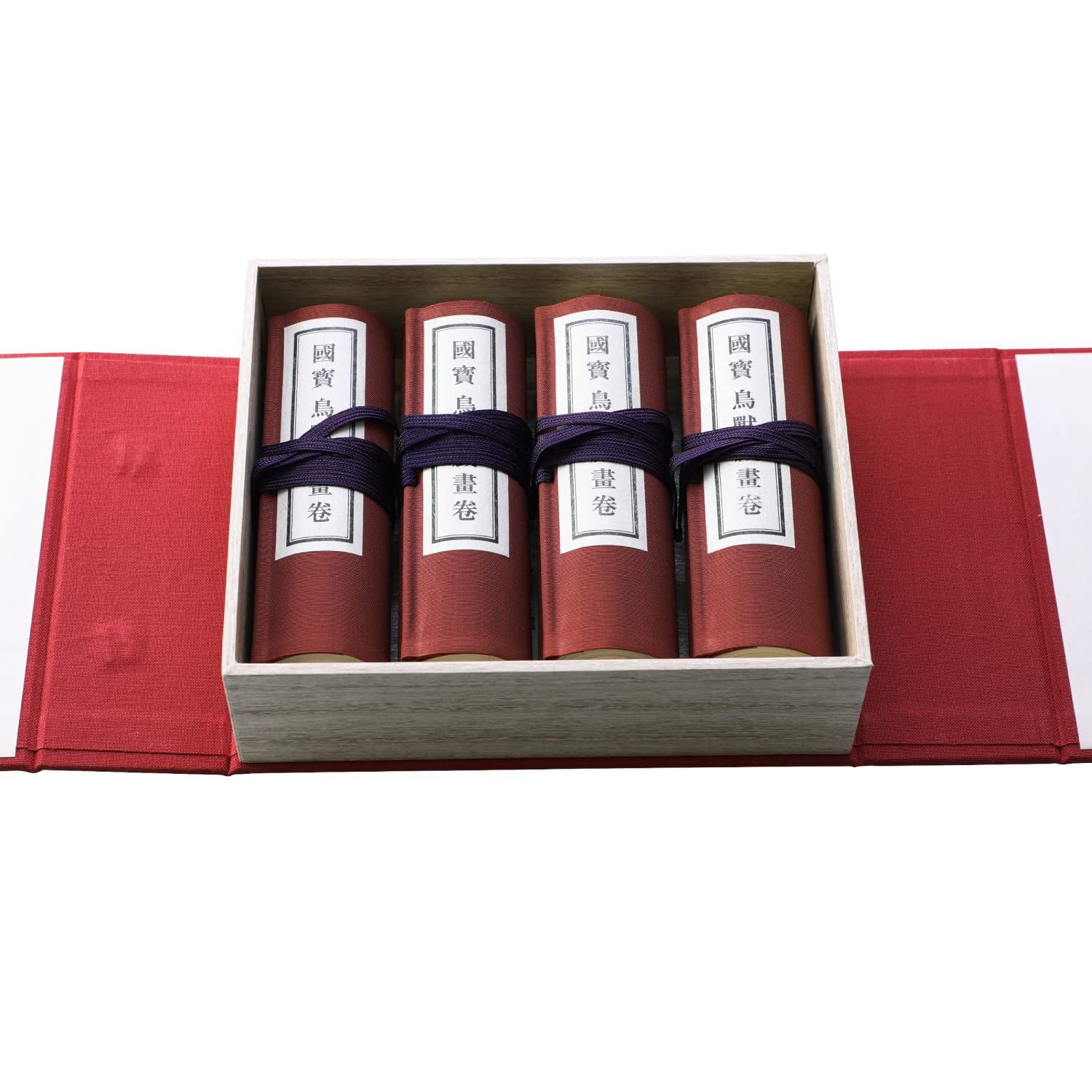 おもしろ博物館ショップ 鳥獣戯画 絵巻物 鳥獣人物戯画 国宝 インテリア ディスプレー 置物 飾り絵 オブジェ お土産 プレゼント 贈答品 漫画 アニメ 高山寺 縮小絵巻物 全4巻