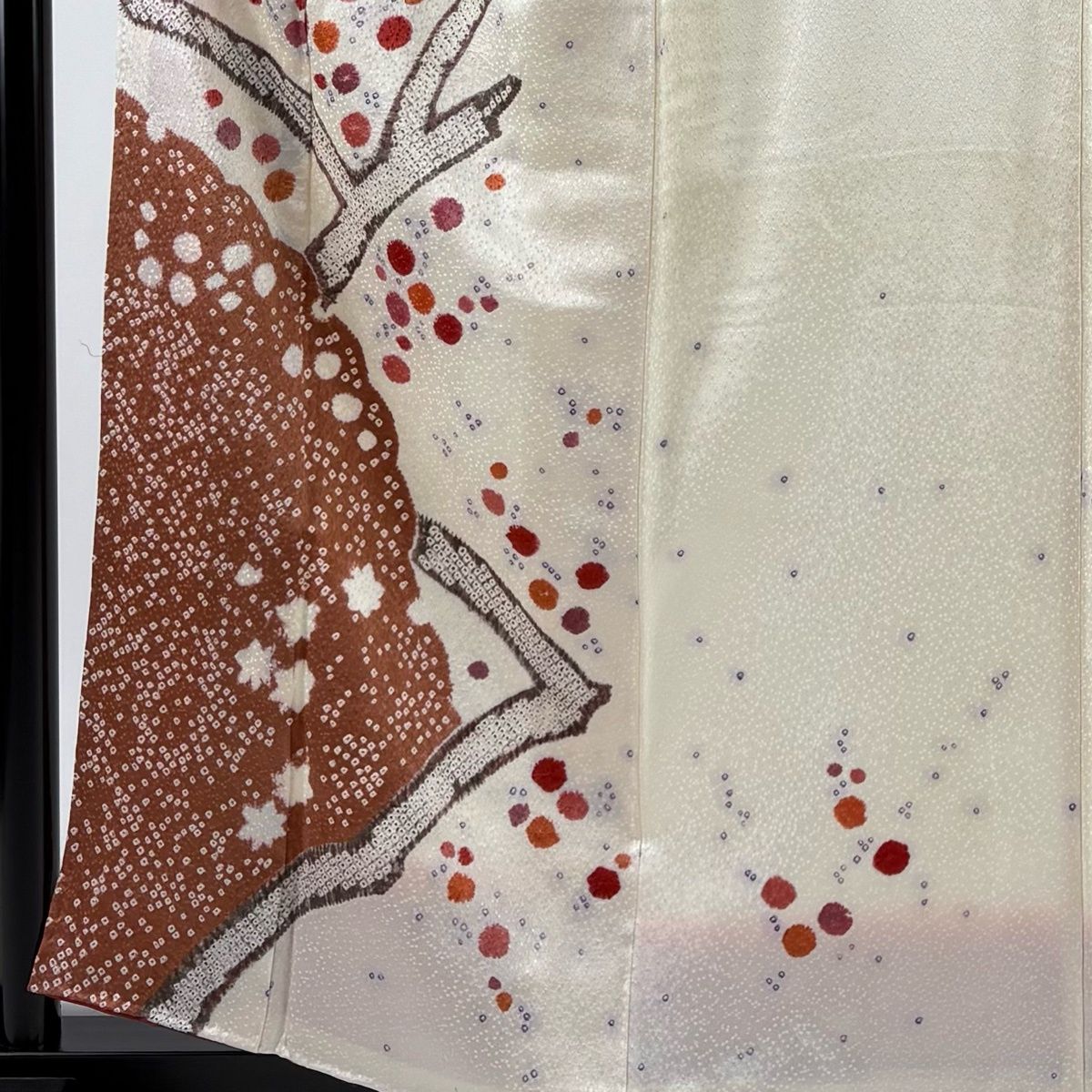 訪問着 身丈158cm 裄丈63.5cm S 袷 雪輪 枝梅 絞り絞り クリーム 正絹