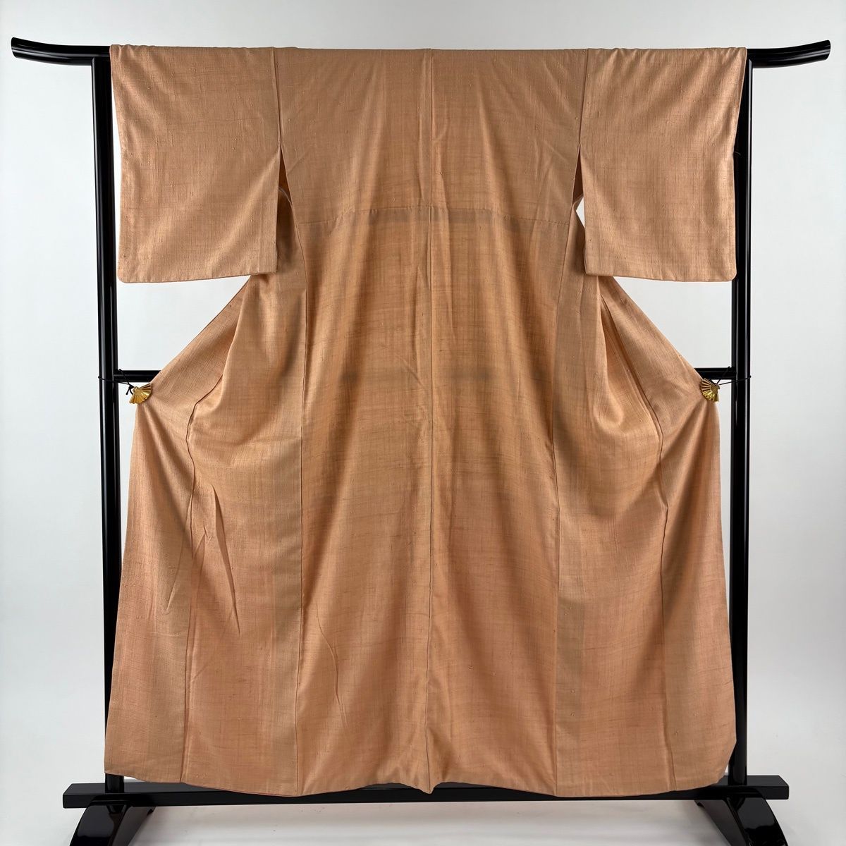 紬 身丈157 5 cm 裄丈64 M 袷 サーモンピンク 正絹 秀品