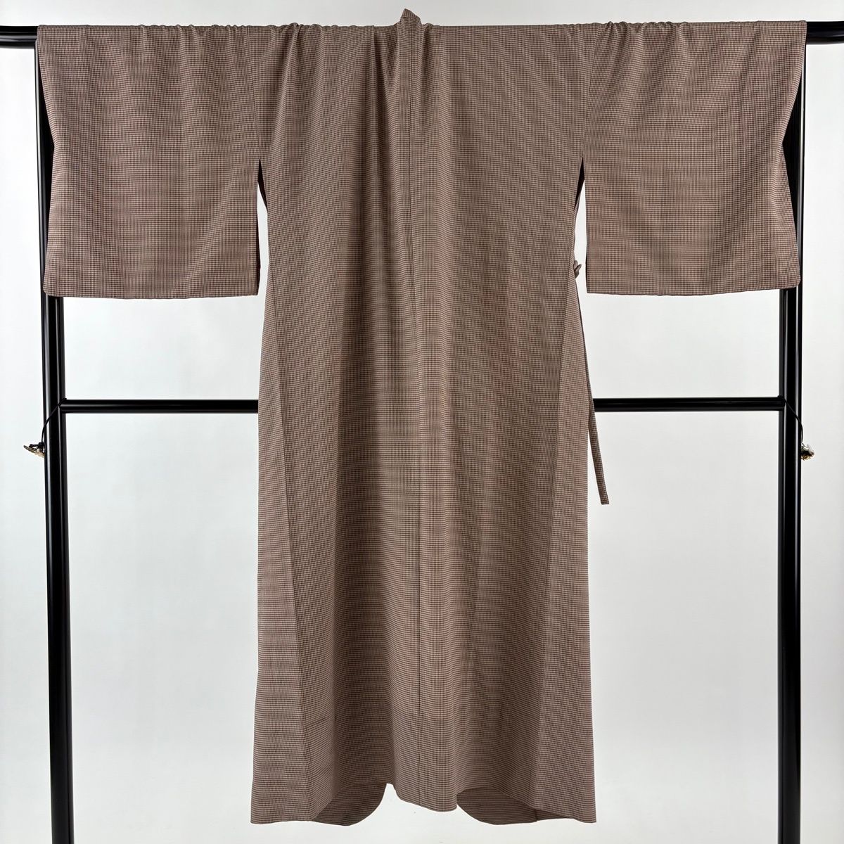 道中着 身丈136 5 cm 裄丈71 L 和装コート 格子 灰茶 正絹 秀品