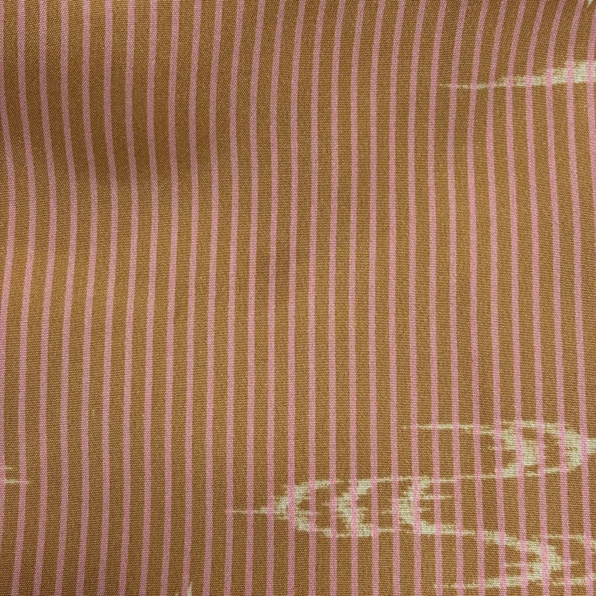  道行 身丈99.5 cm 裄丈69 L 和装コート 角衿 手鞠 縞 薄茶色 正絹 秀品 羽織 着物 浴衣