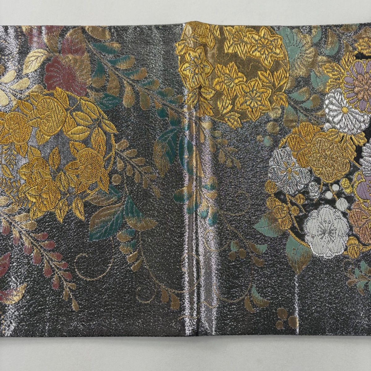 袋帯 秀品 花丸文 藤 金銀糸 唐織 銀色 六通 正絹 【中古】 - メルカリ