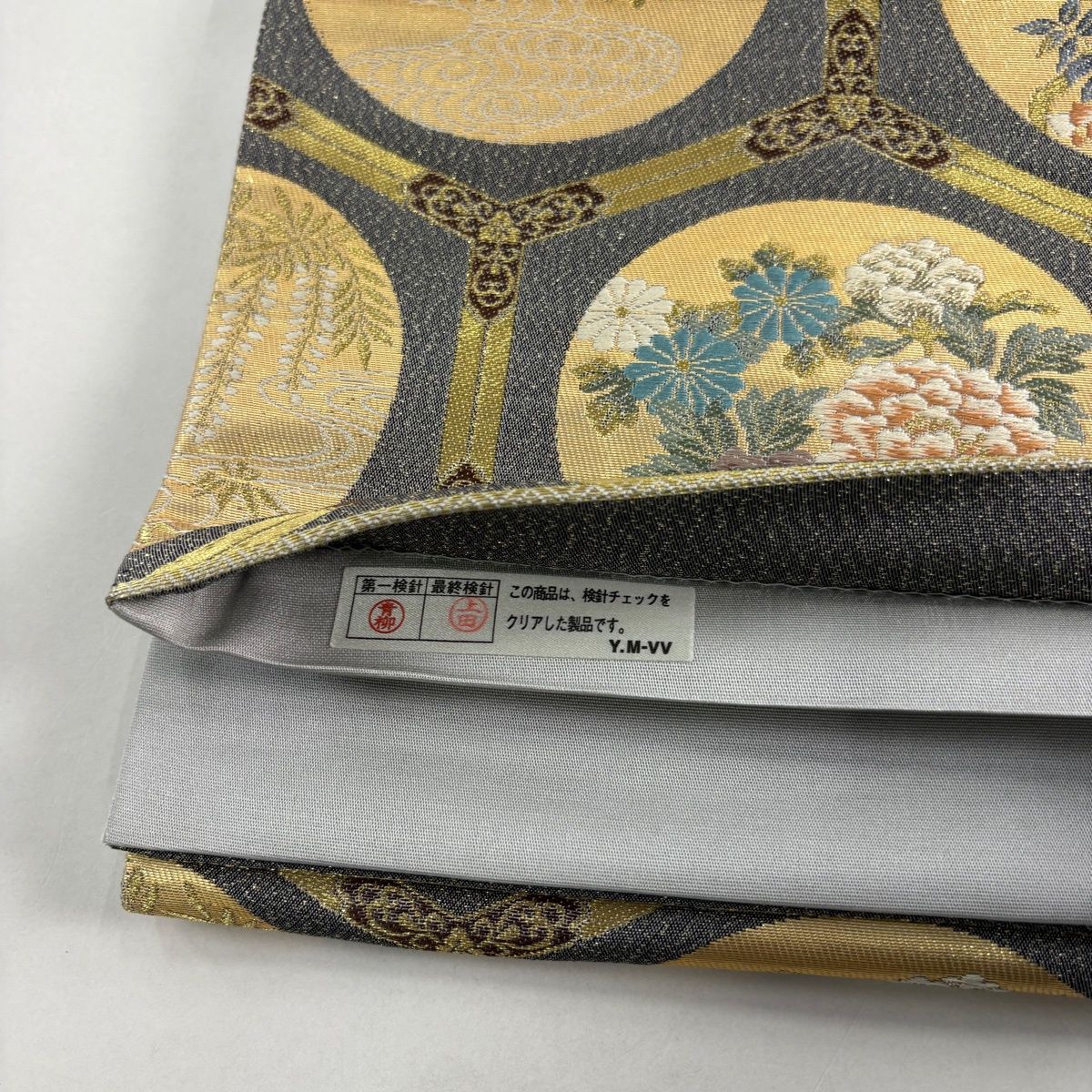 袋帯 秀品 丸文 草花 金銀糸 箔 灰色 六通 正絹 【中古】 - メルカリ