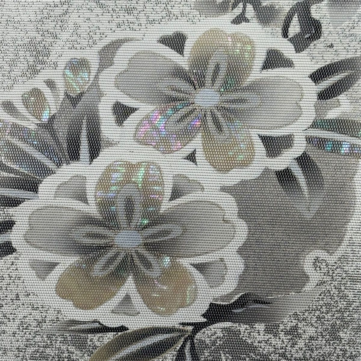 名古屋帯 秀品 桜 藤 箔 銀彩 銀色 正絹