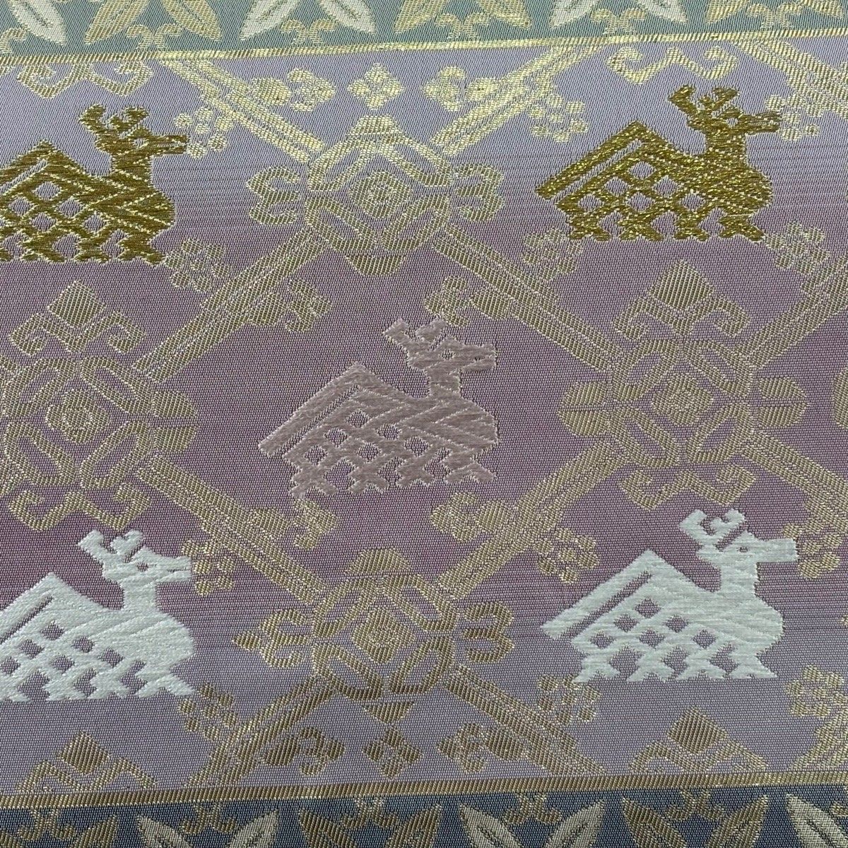 名古屋帯 秀品 有栖川 花 箔 クリーム 正絹