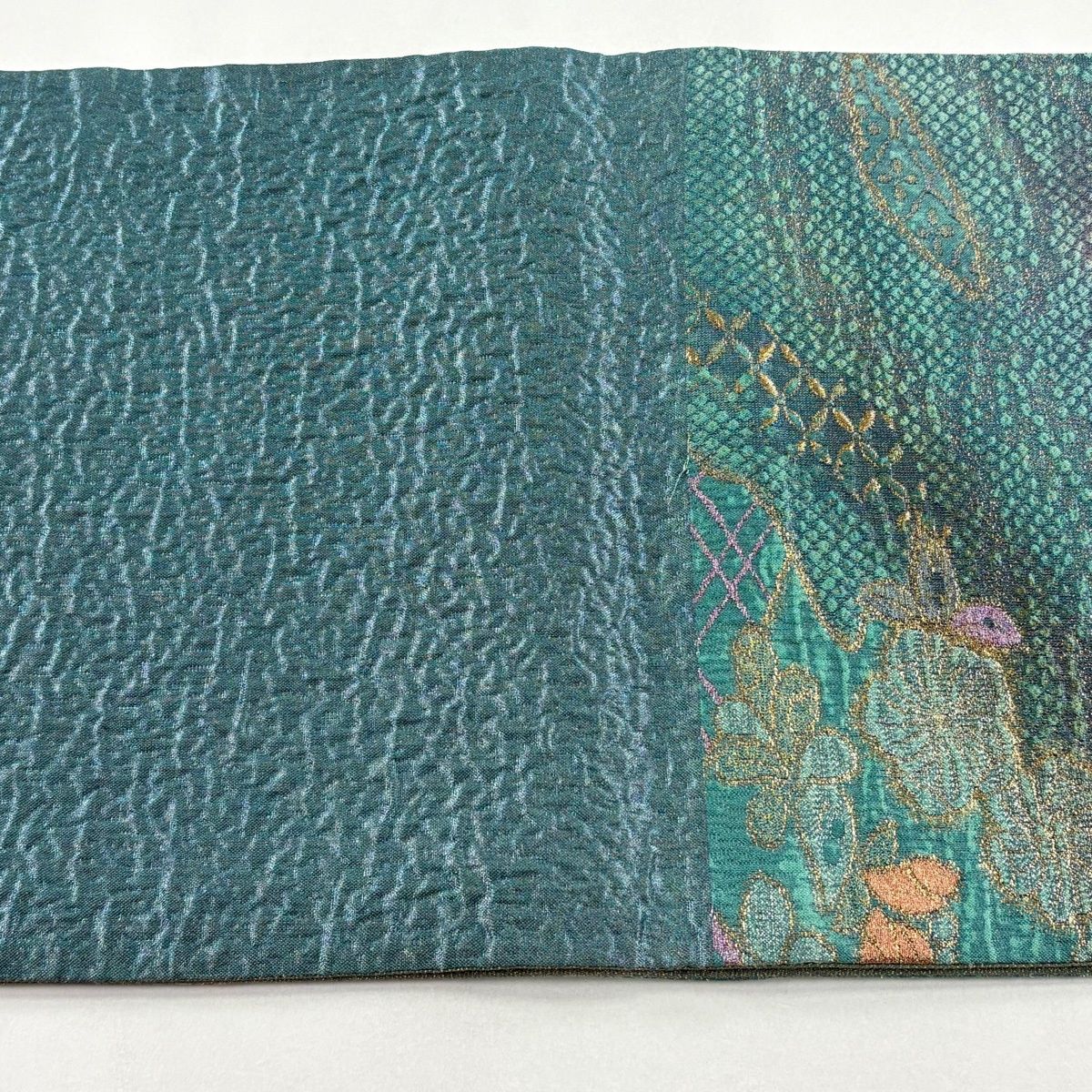 中古 洒落袋帯 正絹 草花 六通柄 ブルー Aランク 421cm 5495 袋帯 秀品 華文 草花 唐織 箔 水色 六通 正絹 【中古】 - メルカリ