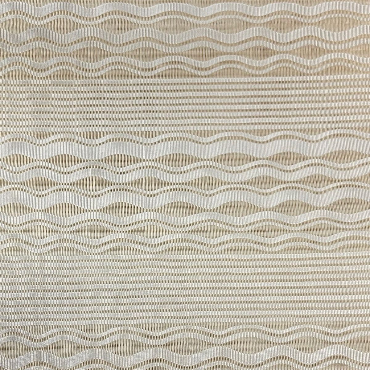 名古屋帯 秀品 八寸名古屋帯 松葉仕立て 夏帯 絽 トンネル仕立て よろけ縞 ベージュ 正絹