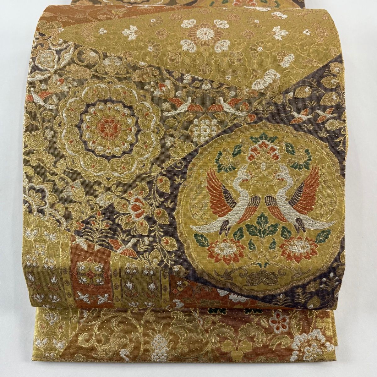 袋帯 秀品 向かい鳥 華文 金糸 箔 金色 六通 正絹 【中古】 - メルカリ