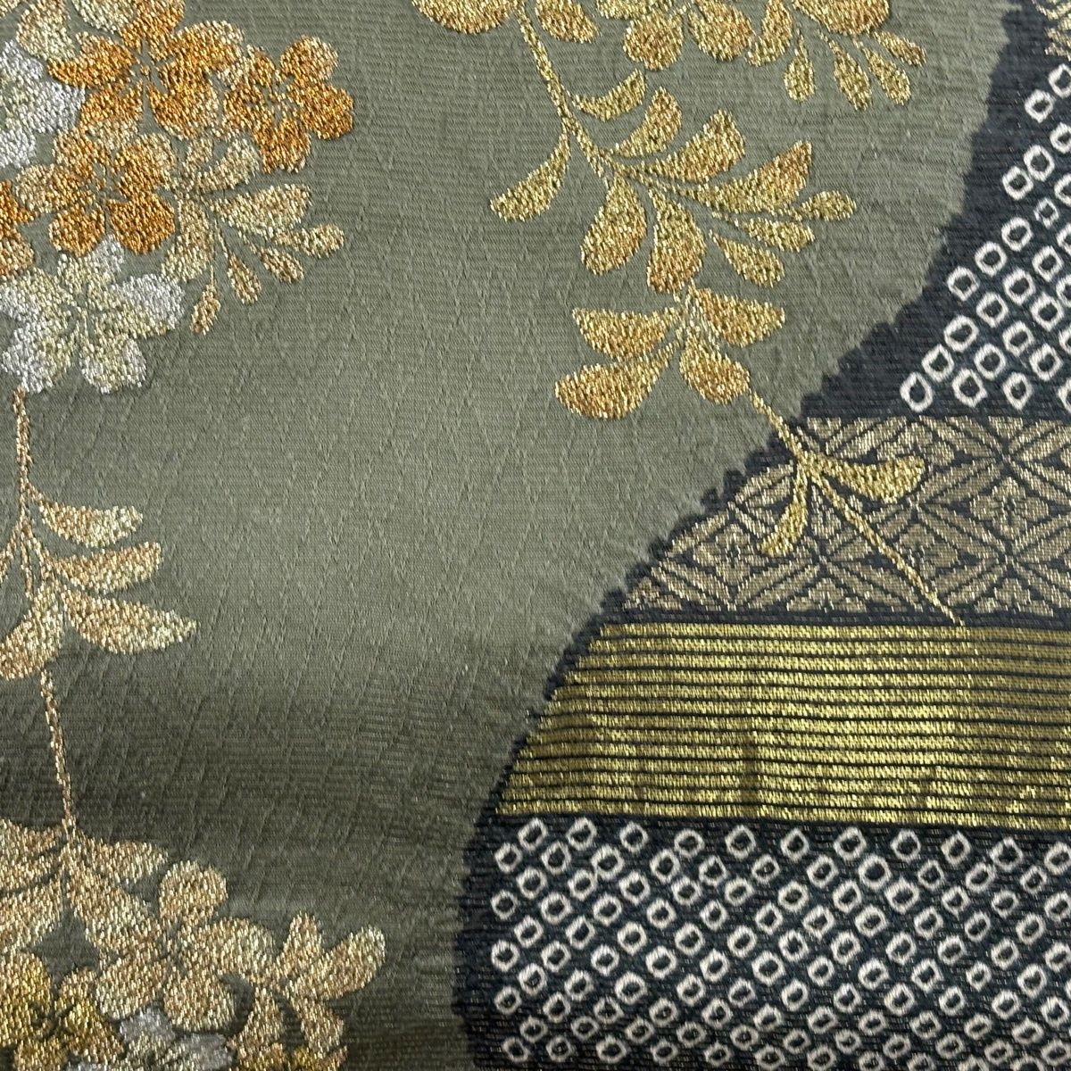 美品】 袋帯 秀品 桜 七宝 金銀糸 箔 灰緑 六通 正絹 【中古】 - メルカリ