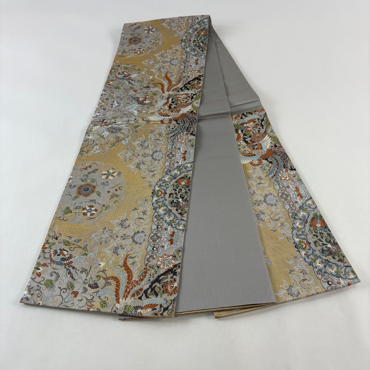 グレー色　花刺繍袋帯 袋帯 グレー 花と蝶の刺繍 - メルカリ
