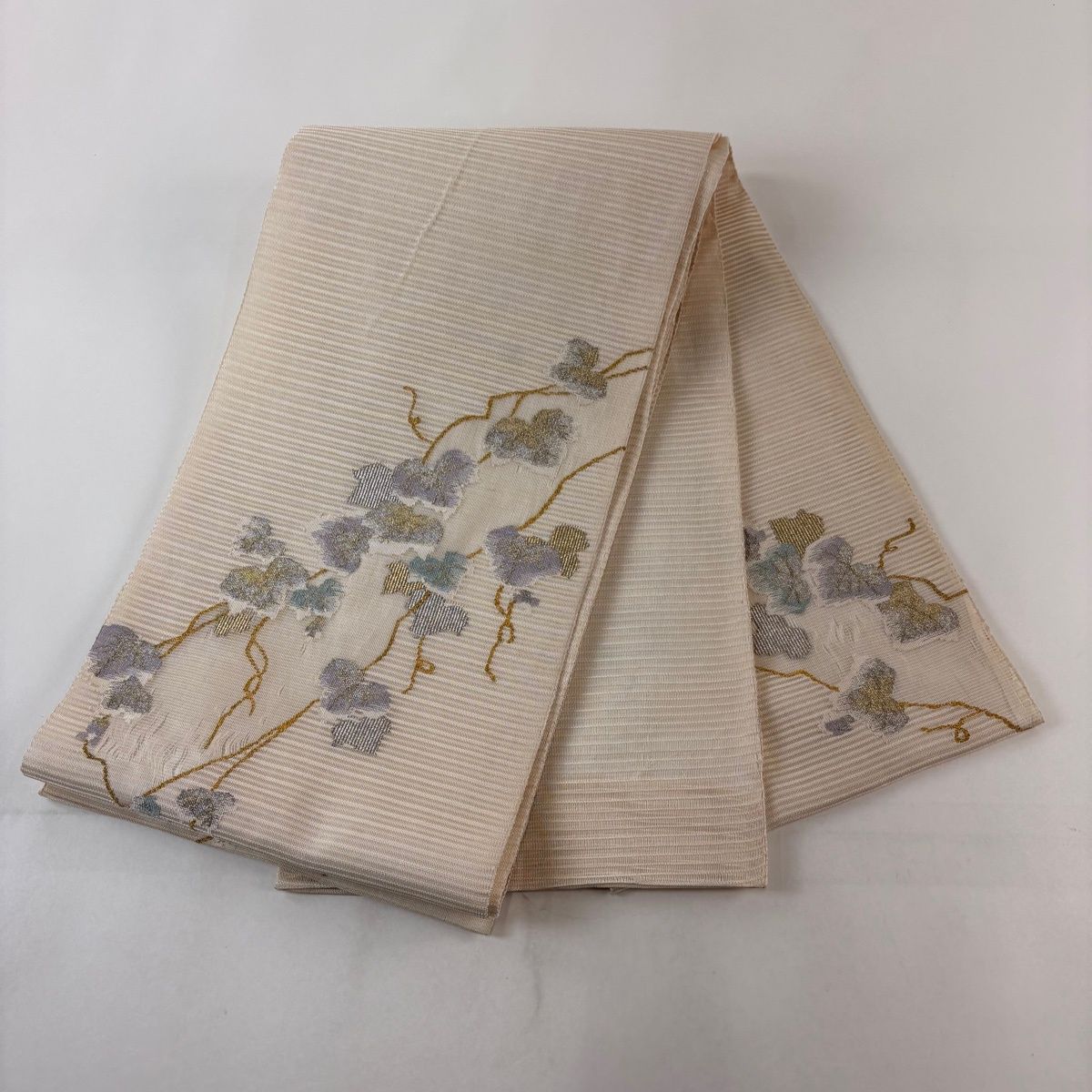 夏帯 袋帯 絽 お太鼓柄 手織 金糸 松 竹 波 スリーガード加工済 逸品 夏帯 袋帯 絽 お太鼓柄 手織 金糸 松 竹 波 スリーガード加工済 逸品