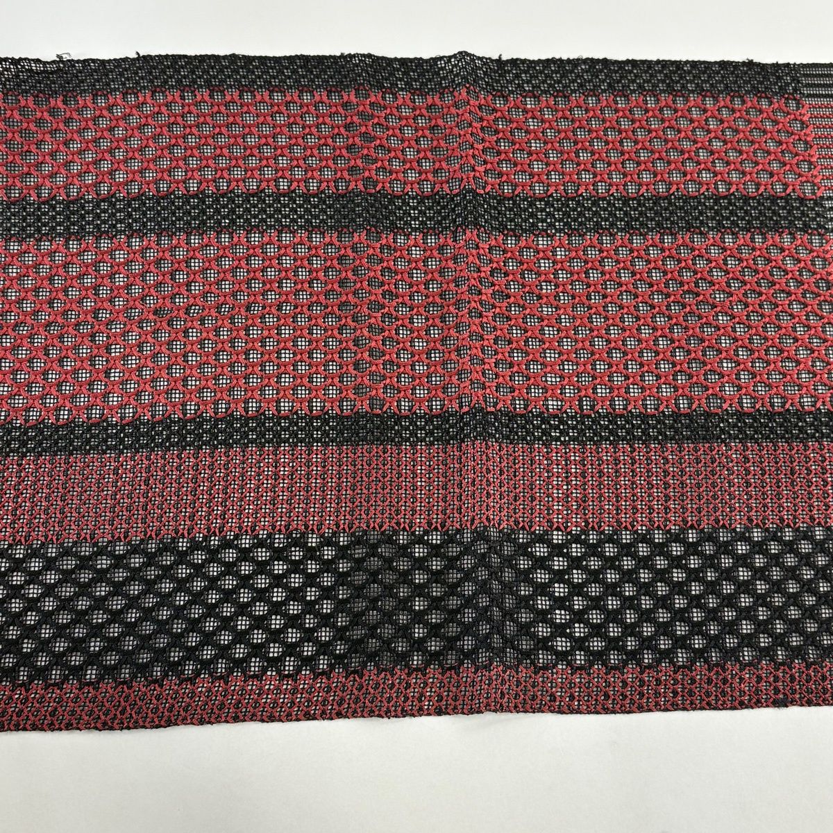 名古屋帯 秀品 夏帯 八寸名古屋帯 松葉仕立て 縞 幾何学模様 えんじ色