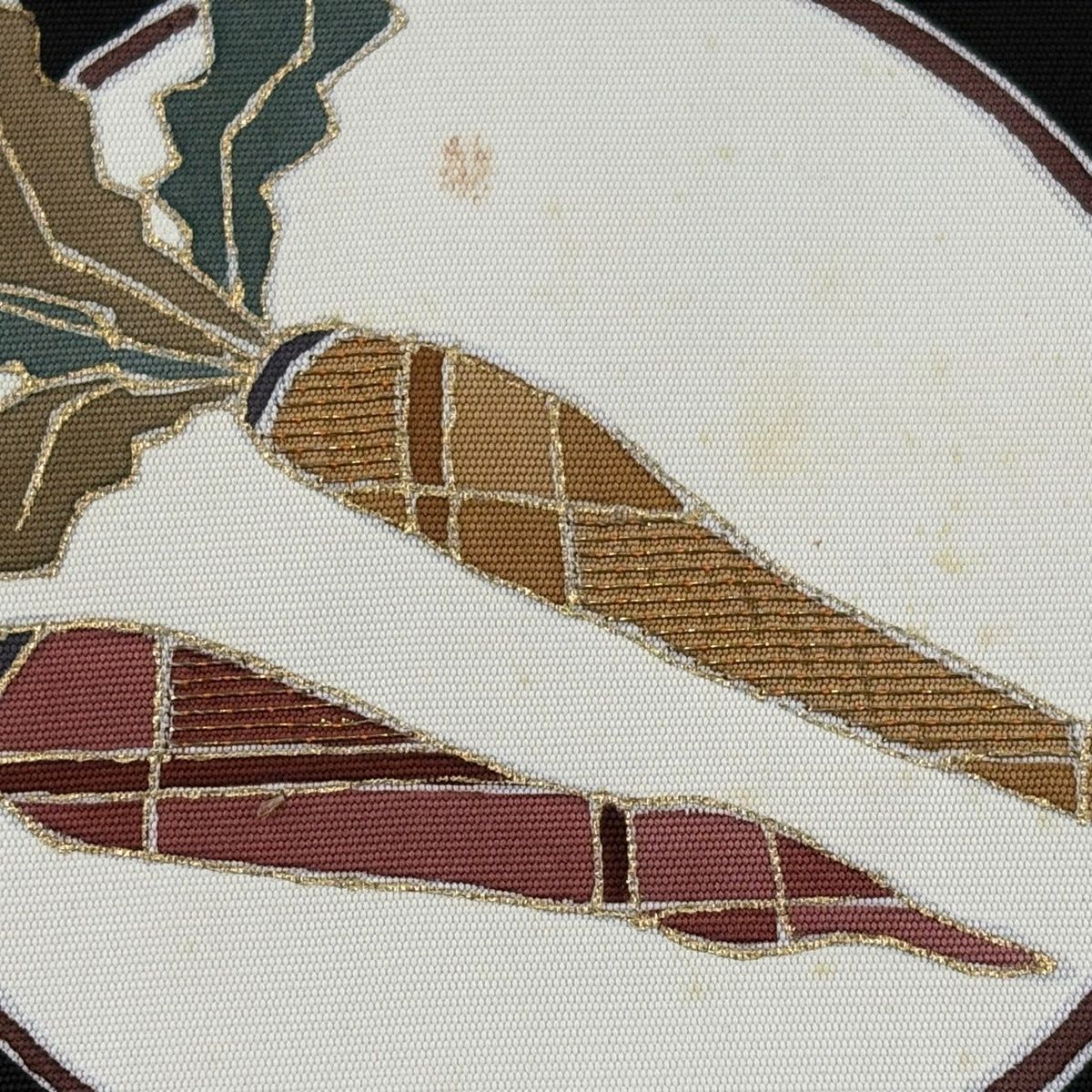  名古屋帯 秀品 生り物 丸文 金糸 金彩 黒 正絹 名古屋帯 帯