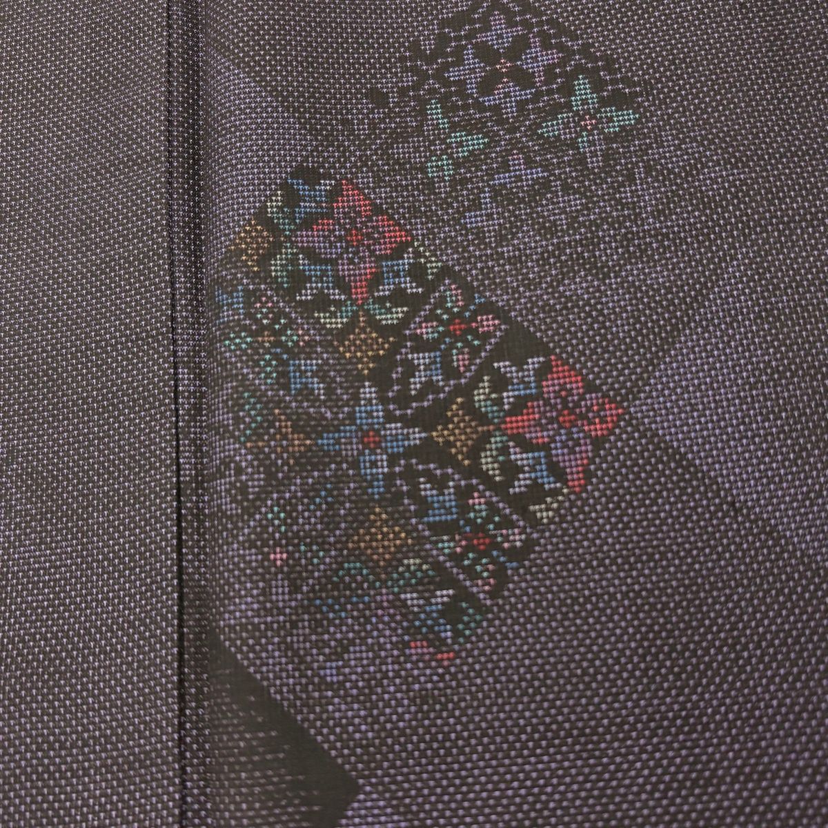  紬 身丈168.5 cm 裄丈68 L 袷 菱 華文 濃紫 正絹 秀品 紬 着物