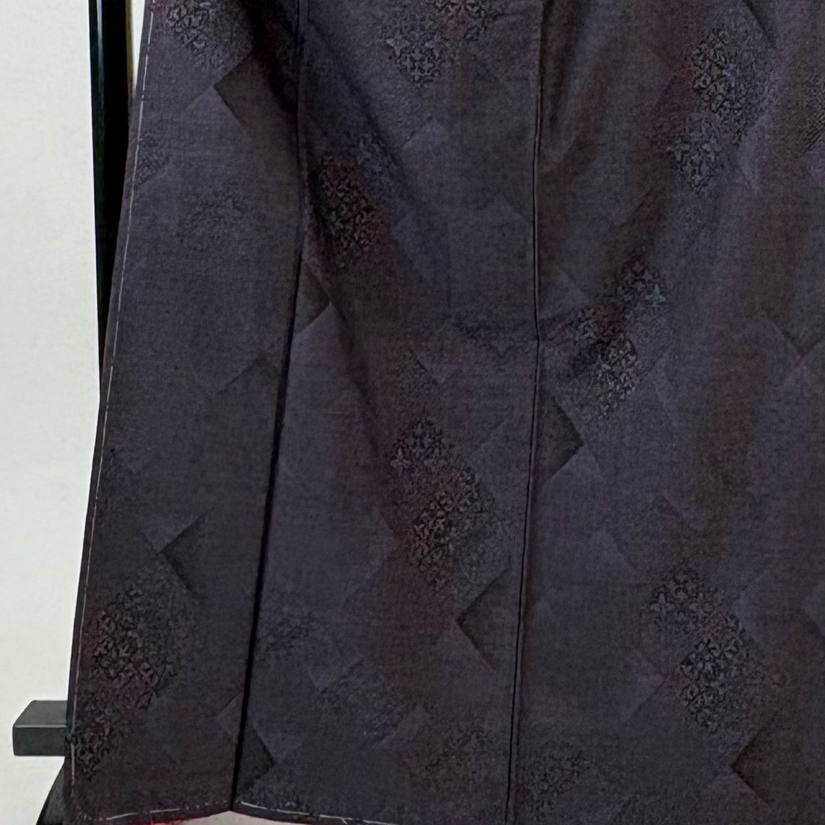 紬 身丈168.5 cm 裄丈68 L 袷 菱 華文 濃紫 正絹 秀品