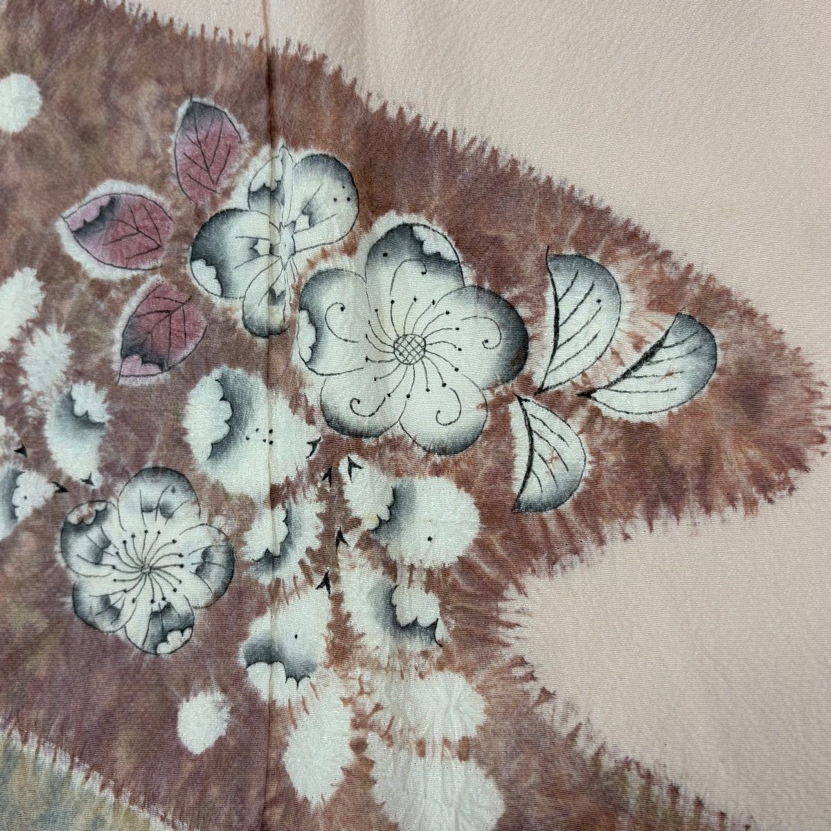 付下げ 身丈158cm 裄丈62cm S 袷 辻が花柄 流水 絞り 薄ピンク 正絹 秀