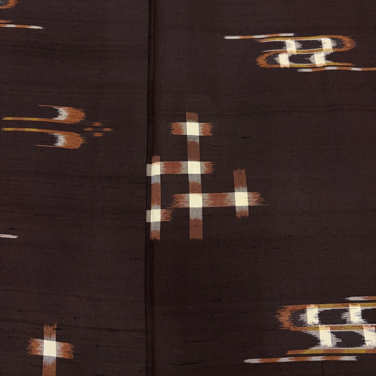  紬 身丈152 cm 裄丈66 5 M 単衣 つばめ 井桁絣 焦茶色 正絹 秀品 紬 着物