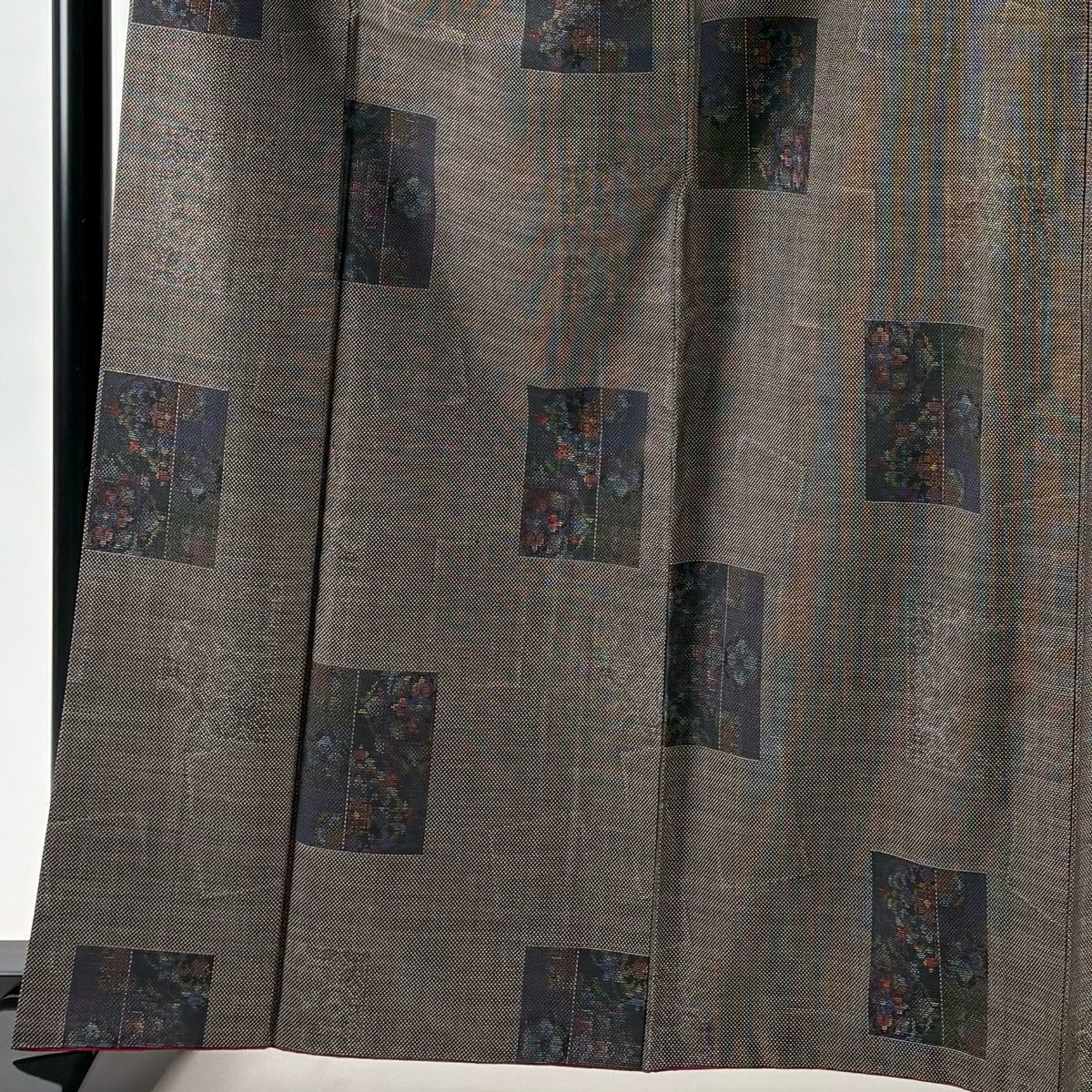 大島紬 身丈164 cm 裄丈67 M 袷 純泥染 証紙 色紙 草花 焦茶色 正絹 秀品