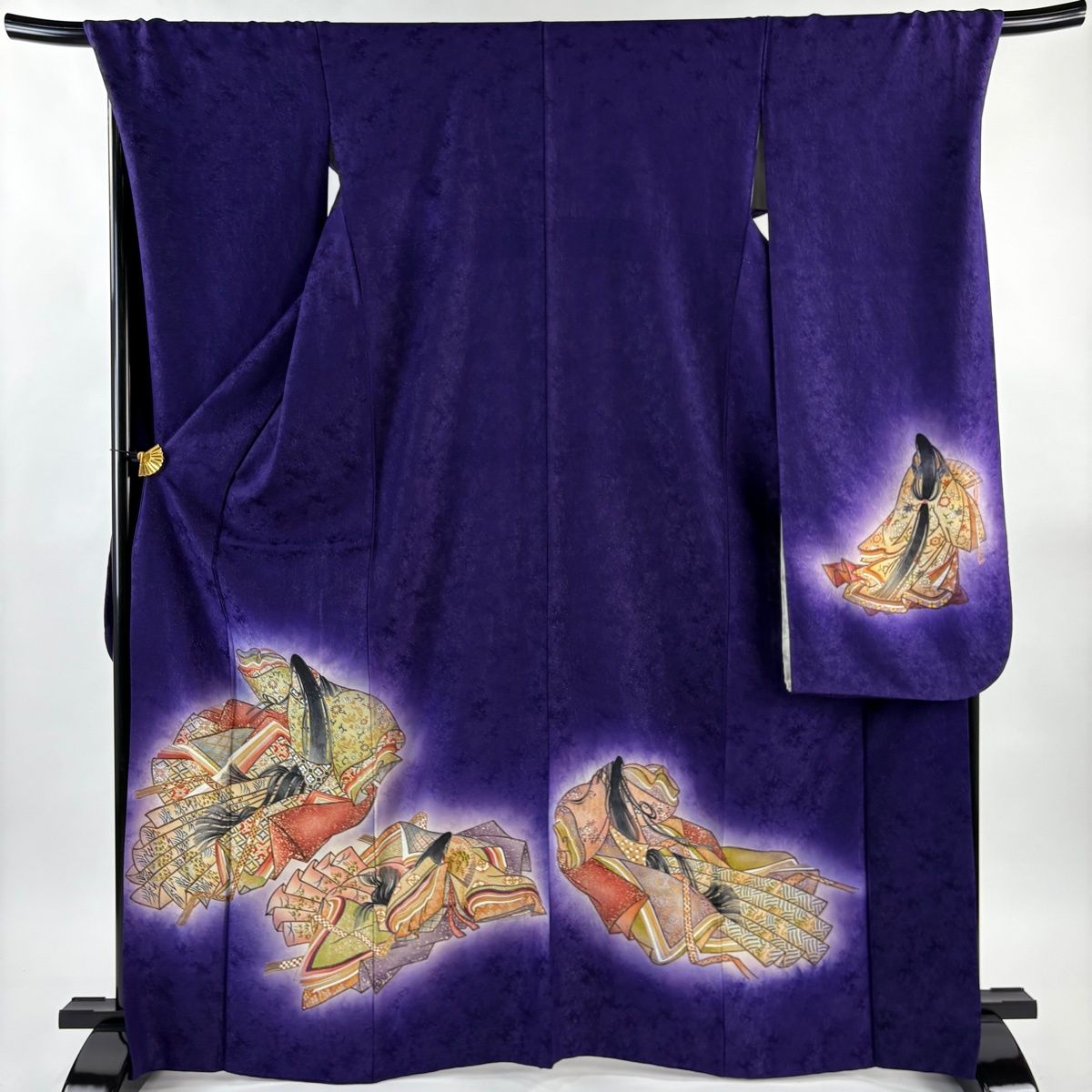 美品】 振袖 身丈167.5cm 裄丈70.5cm L 袷 姫 銀通し 金彩 紫 正絹 秀