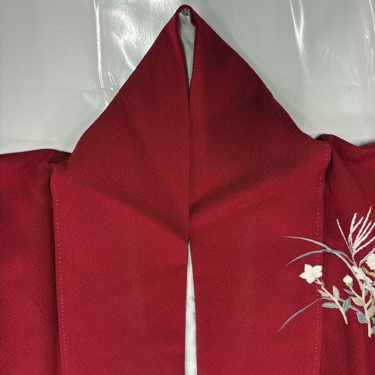  振袖 身丈158.5 cm 裄丈64 M 袷 牡丹 蝶 金彩 刺繍 赤 正絹 秀品 振袖 着物