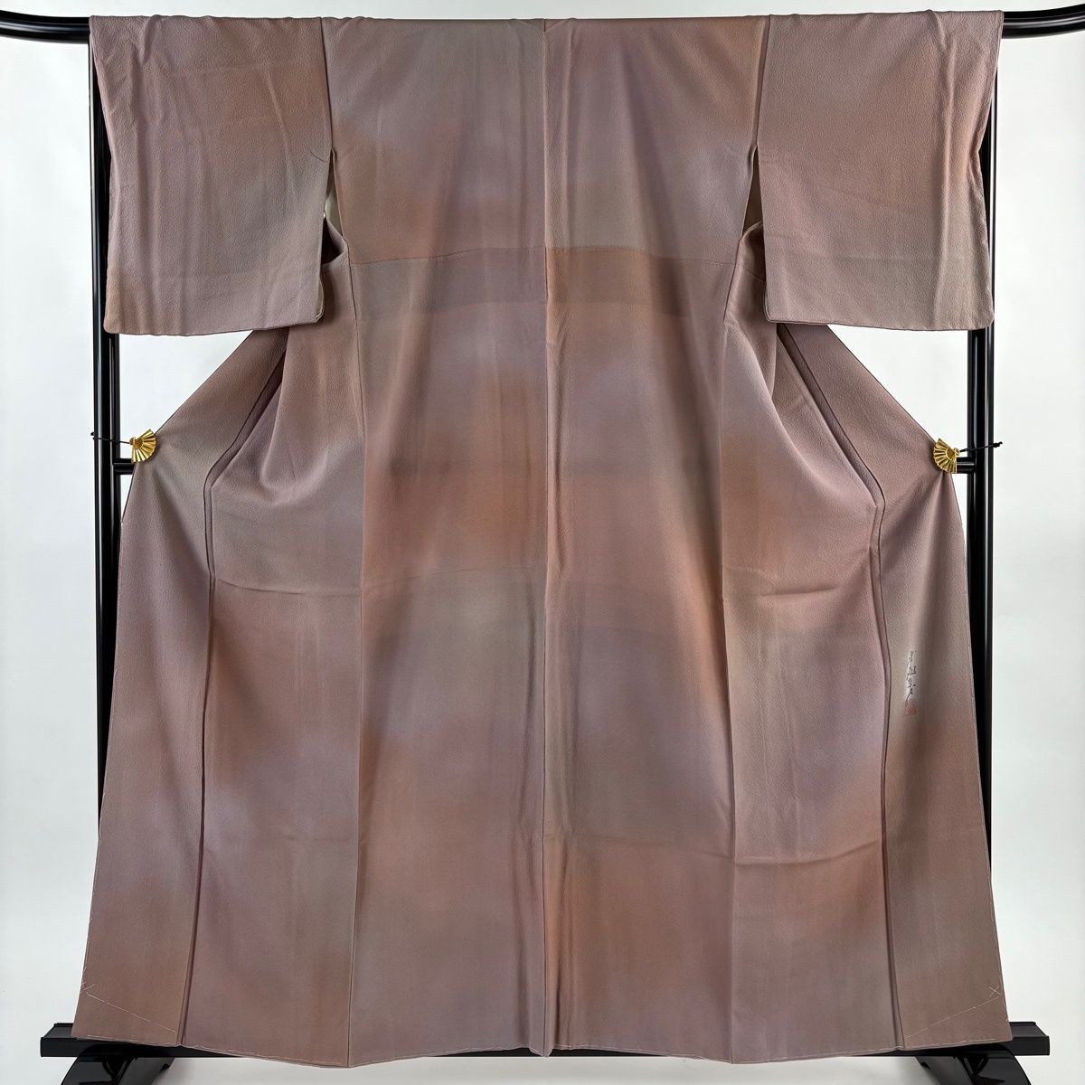 美品】 小紋 身丈160cm 裄丈67cm M 袷 斉藤三才 やまと 落款 ぼかし柄