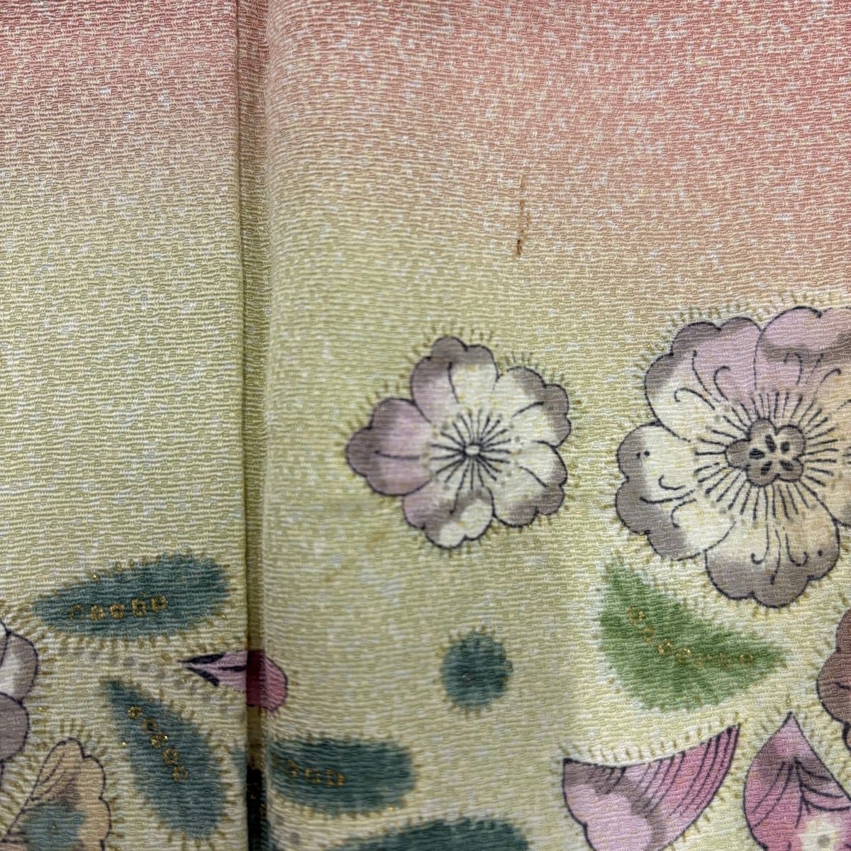 訪問着 身丈154cm 裄丈63.5cm S 袷 辻が花 金彩 染め分け ピンク 正絹