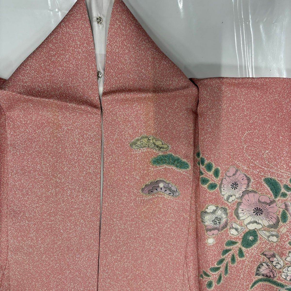 FN112004z 着物 正絹 訪問着 辻が花 154〜164cm 訪問着 身丈154cm 裄丈63.5cm S 袷 辻が花 金彩 染め分け ピンク 正絹