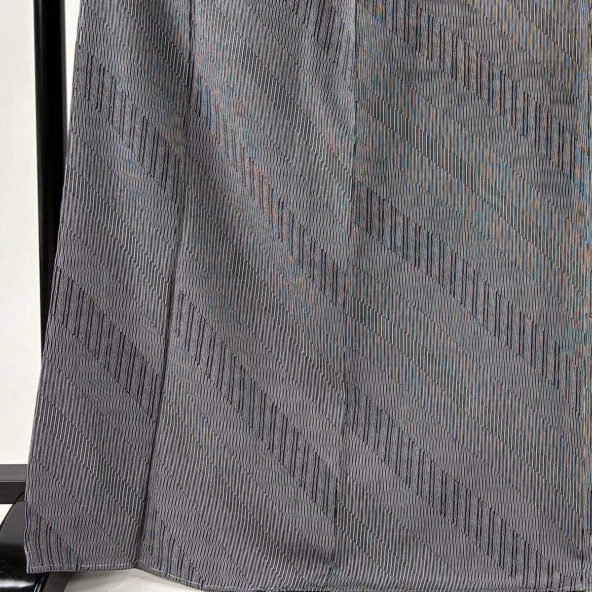 小紋 身丈171 cm 裄丈69.5 L 袷 斜縞 幾何学模様 墨色 正絹 秀品