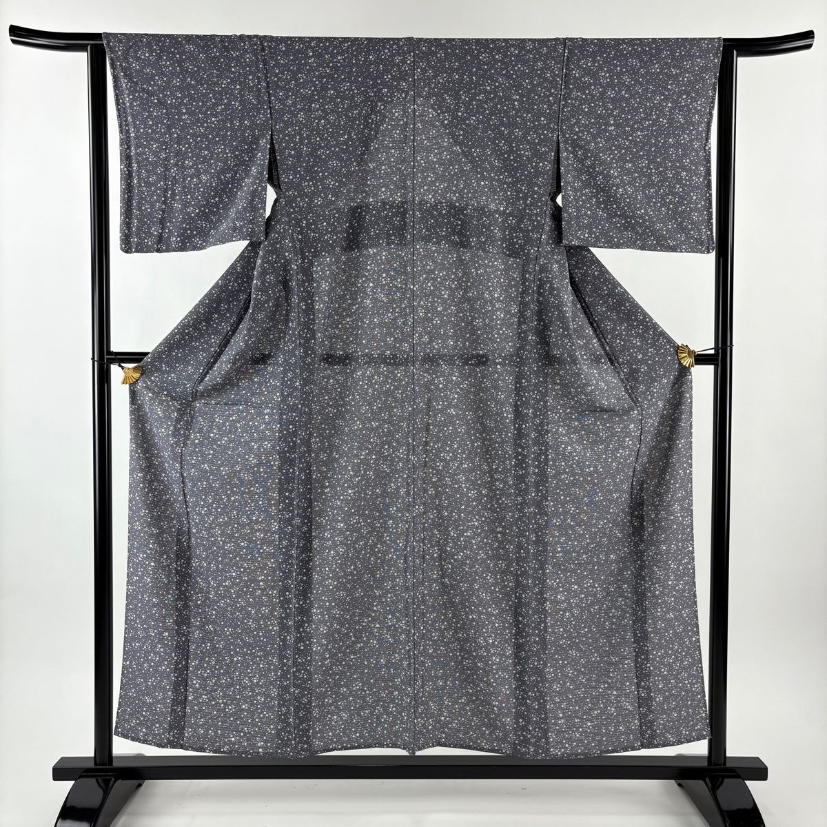 小紋 身丈154 cm 裄丈64 M 薄物 絽 大小あられ 灰色 正絹 秀品