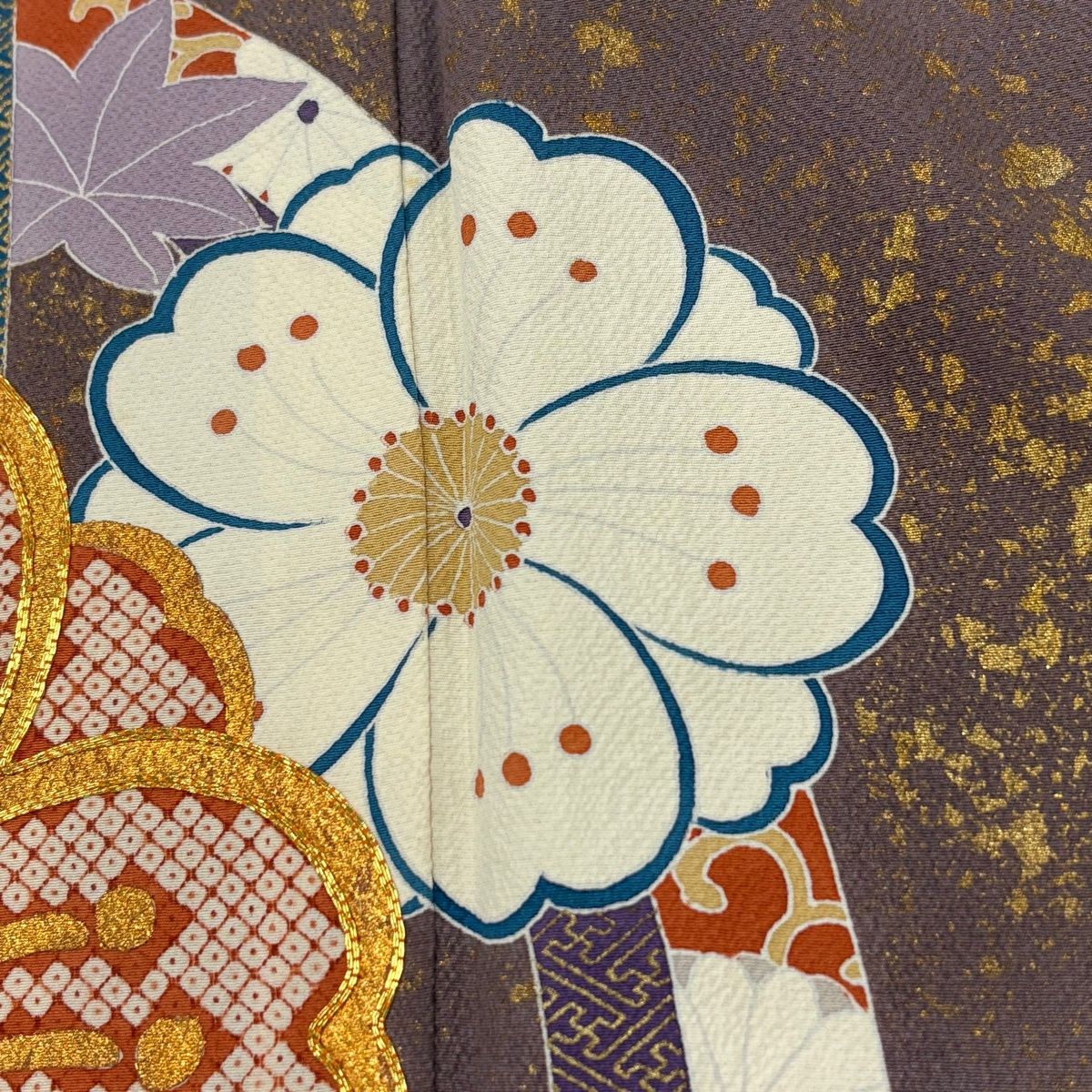  振袖 身丈159.5 cm 裄丈64 M 袷 桜 流水 金糸 金彩 からし色 正絹 秀品 振袖 着物
