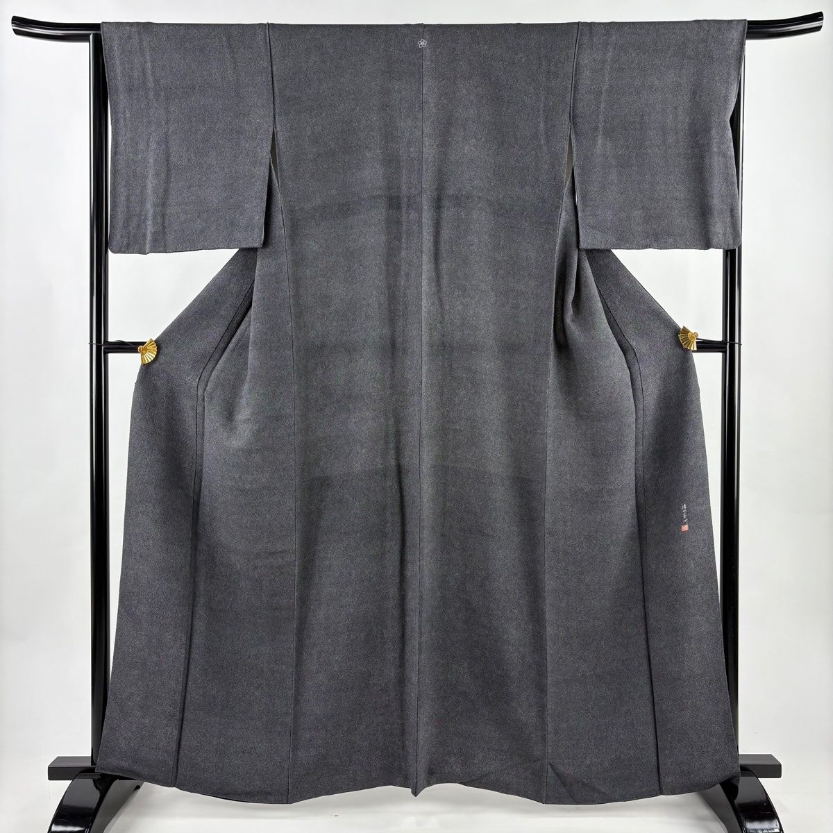 江戸小紋 身丈161cm 裄丈66.5cm M 袷 落款 鮫 墨色 正絹 秀品 一つ紋