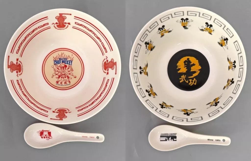 ミッキーマウス レンゲ付きラーメンどんぶり 全2種 コンプ4点セット 中古】食器 全2種セット レンゲ付きラーメンどんぶり 「ミッキーマウス