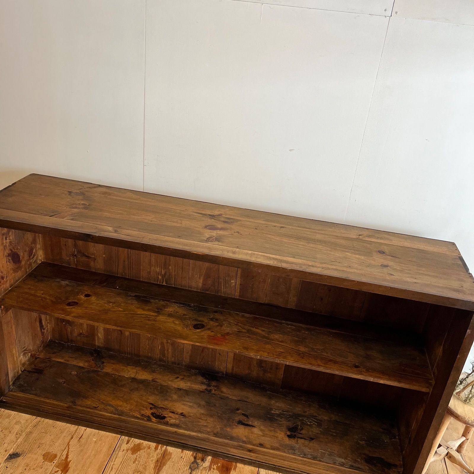 アンティーク 古家具 無垢材 ローボード オープンシェルフ 本棚 テレビ